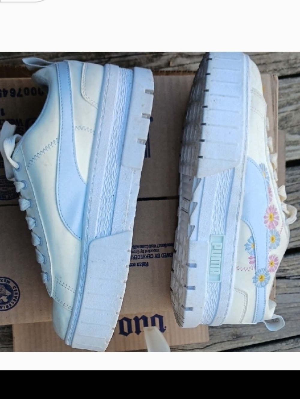 Puma Women's Platform Shoes in Light Blue and White